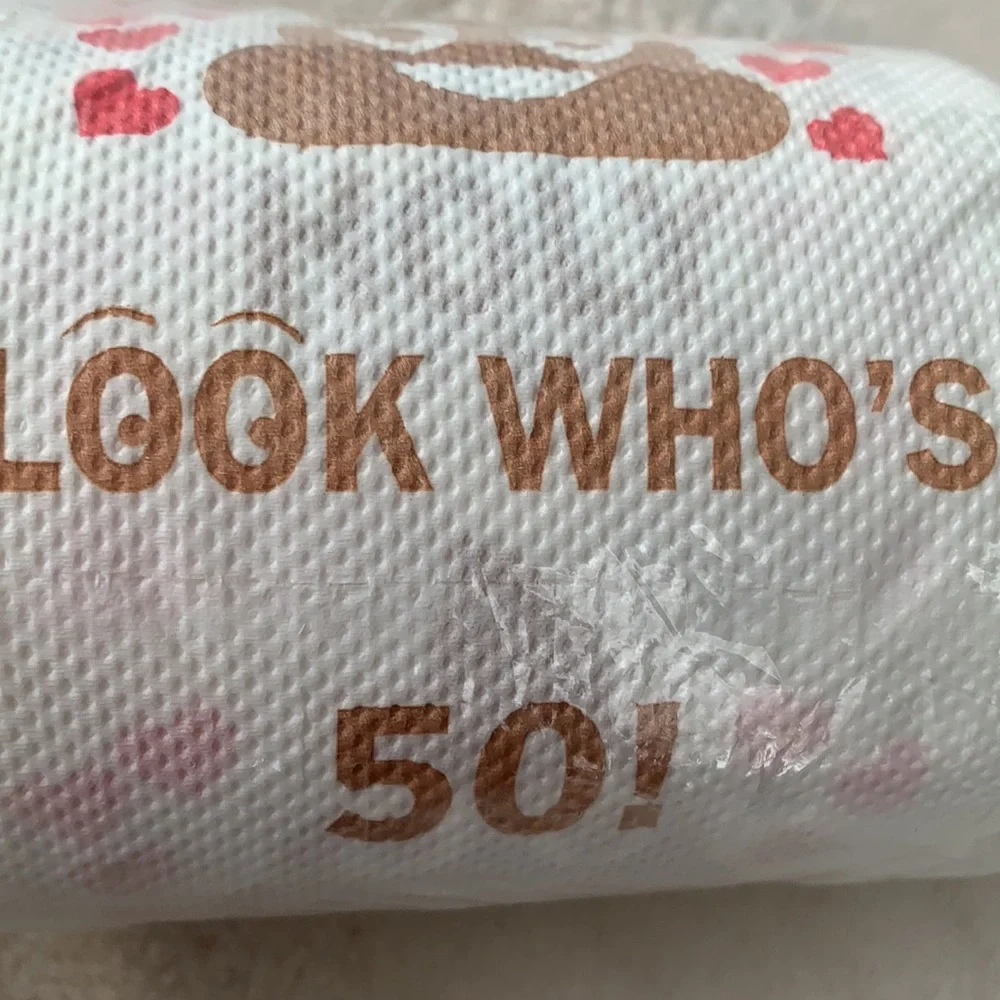 50th Birthday Gag Gift Toilet Paper Roll “Holy 💩 Look Who’s 50!”